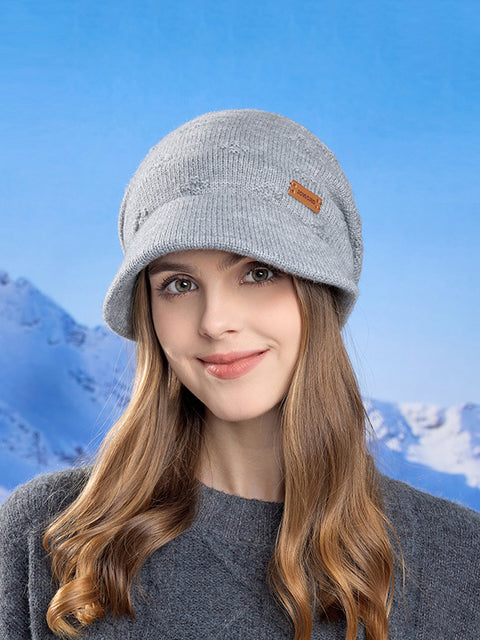 Gorro de punto liso cálido de invierno para mujer