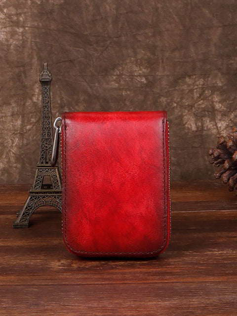 Vintage Genuine Leather Zipper Multifunction Wallet