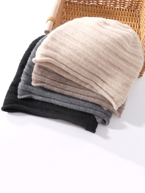 Gorro de punto de cachemira suave y cálido de estilo artístico para invierno