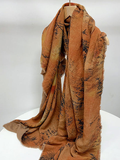 Women Ethnic Flower Tie-dye Autumn Scarf