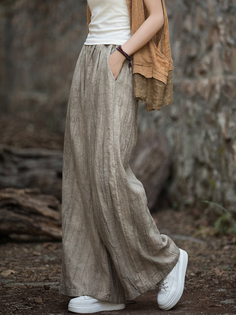 Pantalones de pierna ancha con forro polar y teñido anudado vintage de invierno para mujer