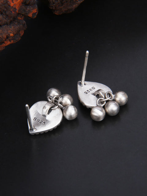 Pendientes de borlas vintage con forma de corazón plateado para mujer