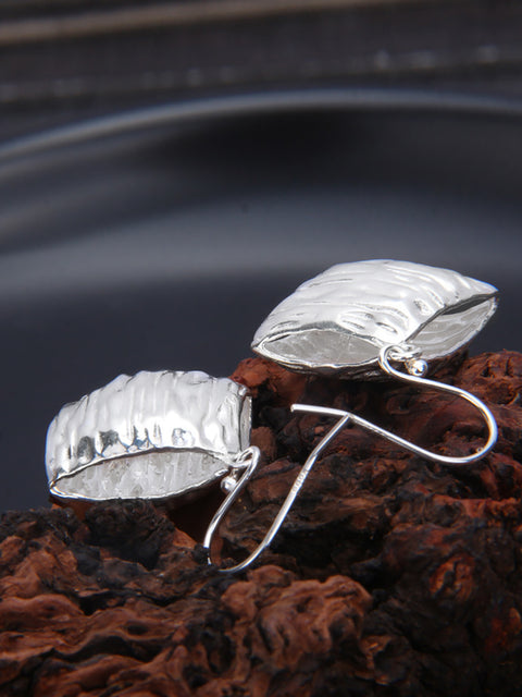 Women Casual S925Sliver Square Irregular Texture Earrings