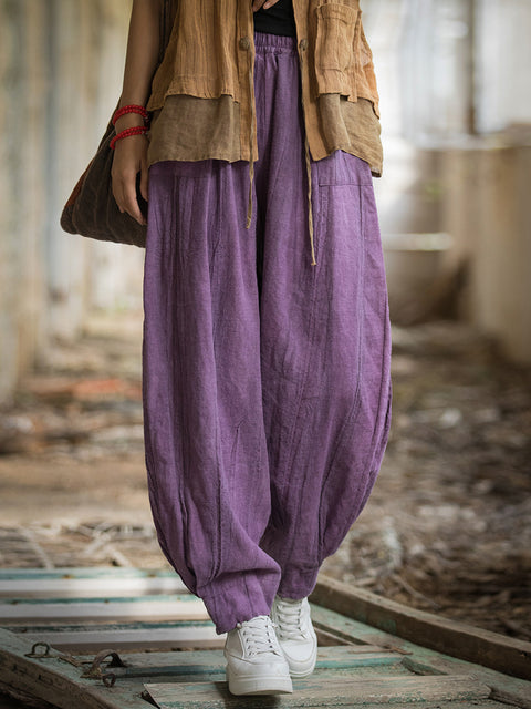 Pantalones bombachos holgados con efecto tie-dye vintage para mujer