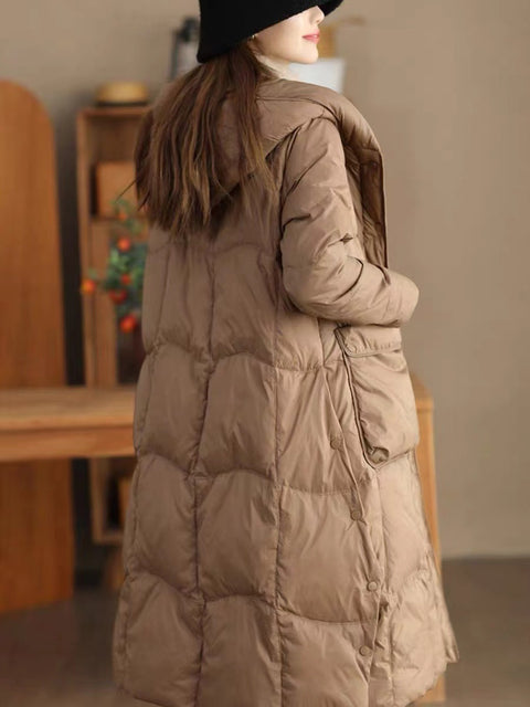 Women Winter Casual Hooded Long Down Coat