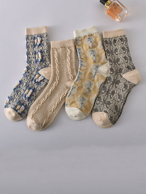 7 parejas de calcetines Jacquard Women Vintage