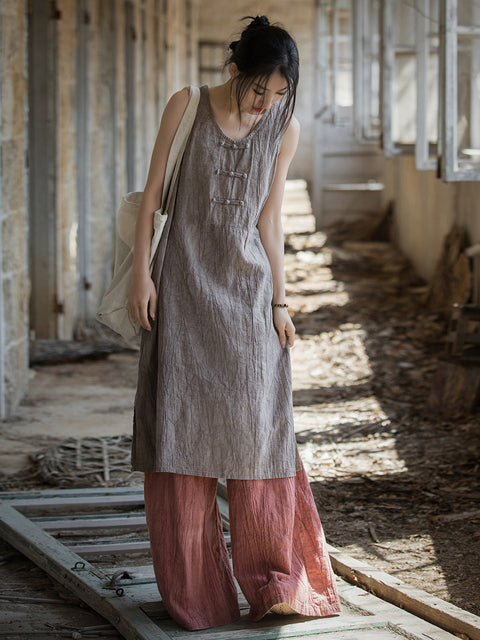 Vestido estilo chaleco con efecto tie-dye vintage de verano para mujer