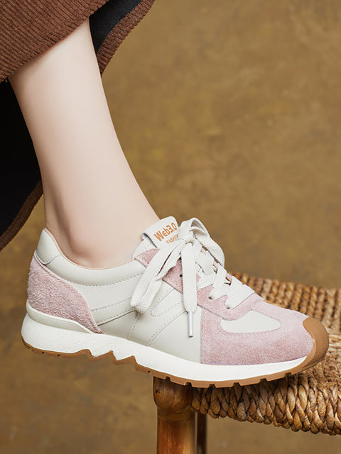 Women Spring Casual Leather Spliced Sprot Shoes