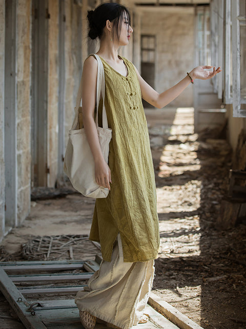 Vestido estilo chaleco con efecto tie-dye vintage de verano para mujer