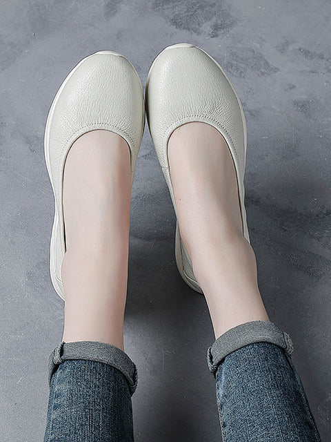 Women Spring Soft Leather Low Heel Shoes