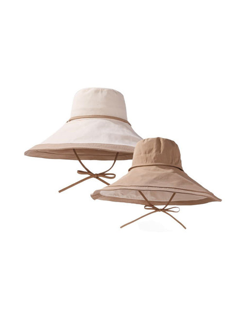 Sombrero de ala grande a prueba de sol con bloques de colores de verano para mujer