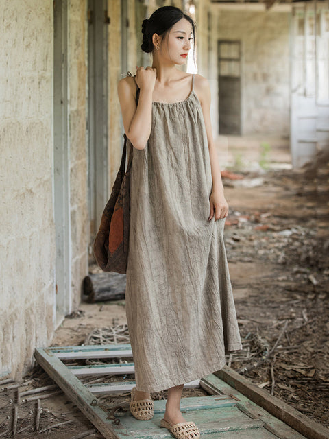 Vestido tipo chaleco holgado liso vintage de verano para mujer de talla grande