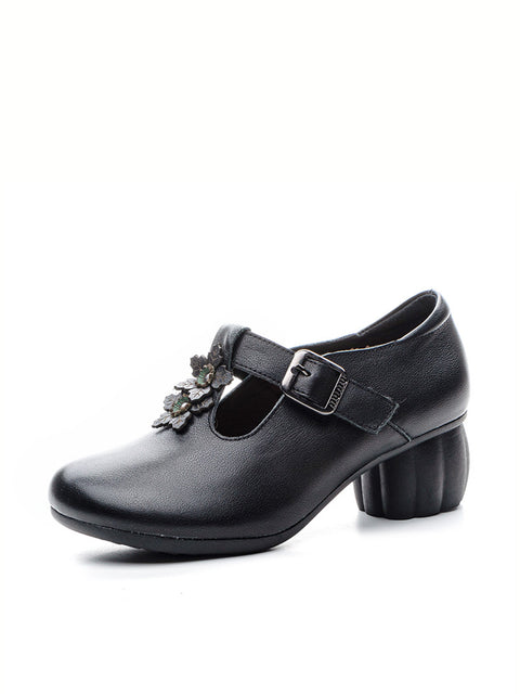 Zapatos de tacón medio de piel auténtica Artsy para mujer para primavera