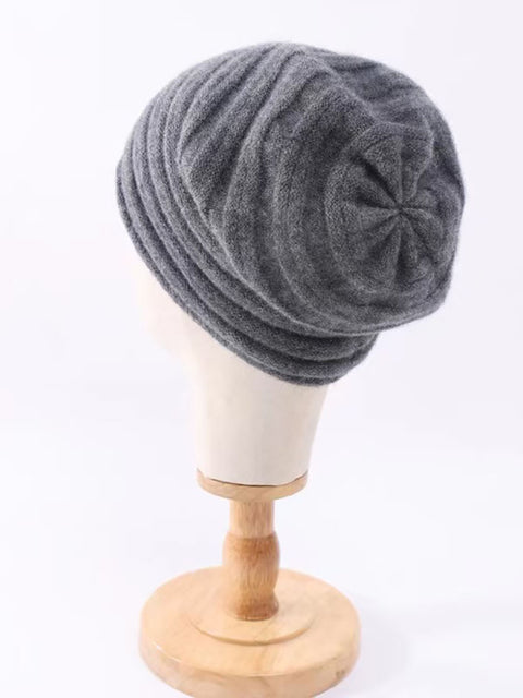 Gorro de punto de cachemira suave y cálido de estilo artístico para invierno