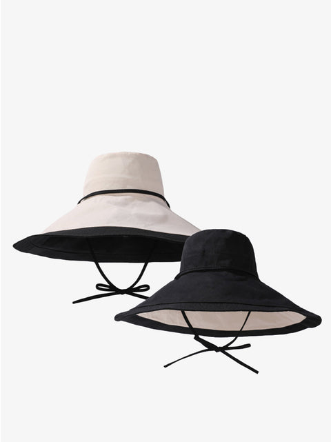 Sombrero de ala grande a prueba de sol con bloques de colores de verano para mujer