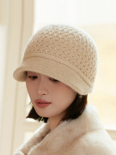 Women Casual Pure Color Knit Hat