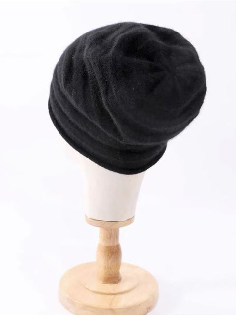 Gorro de punto de cachemira suave y cálido de estilo artístico para invierno