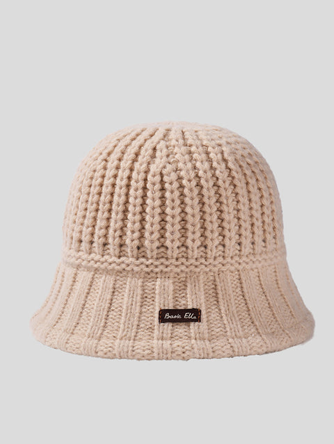 Winter Pure Color Fashion Knitted Patch Warm Hat