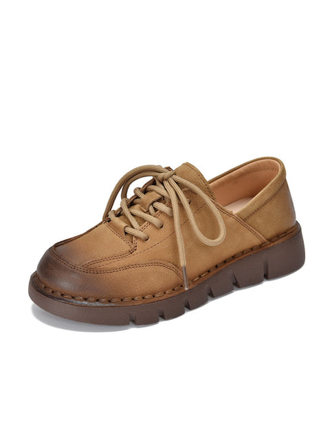 Zapatos de tacón bajo de piel auténtica para mujer, primavera