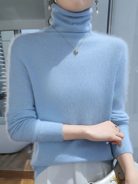 Women Autumn Turtleneck Soft Warm Knit Sweater