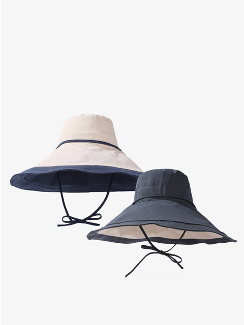 Sombrero de ala grande a prueba de sol con bloques de colores de verano para mujer