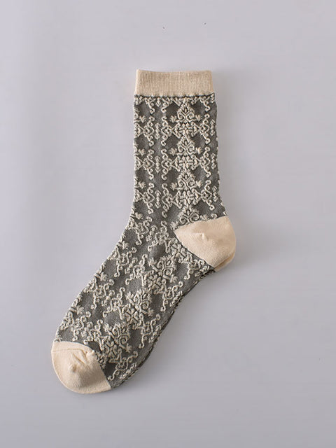 7 parejas de calcetines Jacquard Women Vintage