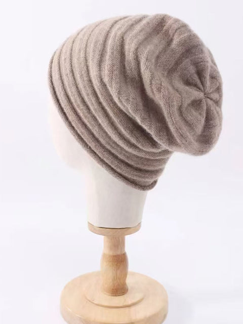 Gorro de punto de cachemira suave y cálido de estilo artístico para invierno