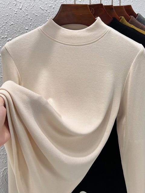 Blusa informal de cuello alto con parte inferior para mujer, primavera