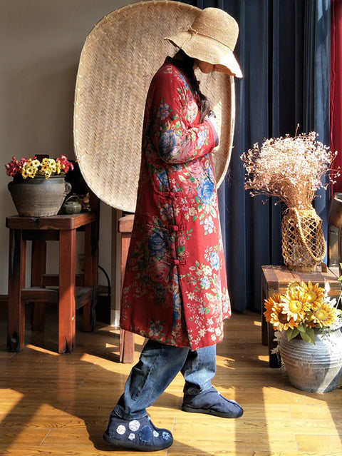 Vestido con cierre inclinado y flores étnicas para mujer