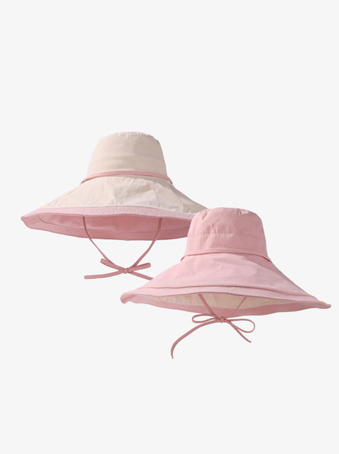 Sombrero de ala grande a prueba de sol con bloques de colores de verano para mujer