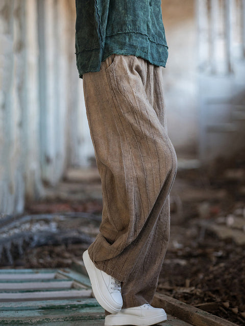 Pantalones harén con forro polar y efecto tie-dye de estilo vintage para mujer