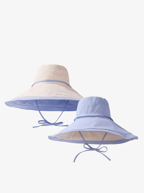 Sombrero de ala grande a prueba de sol con bloques de colores de verano para mujer