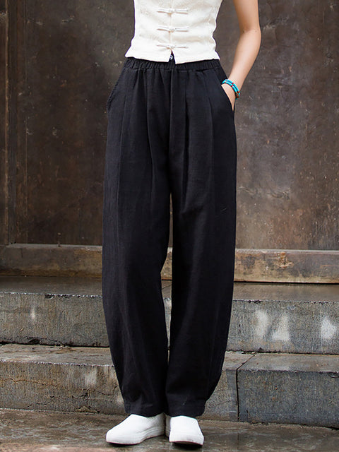 Pantalones vintage de mujer con forro polar liso