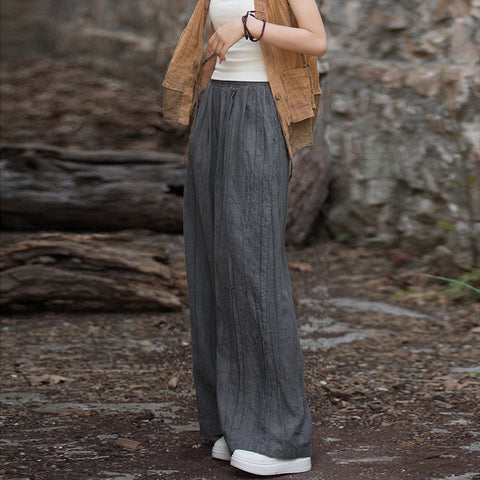 Pantalones de pierna ancha con forro polar y teñido anudado vintage de invierno para mujer