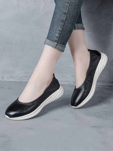 Women Spring Soft Leather Low Heel Shoes