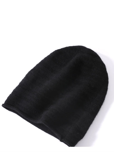 Gorro de punto de cachemira suave y cálido de estilo artístico para invierno