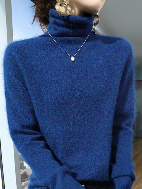 Women Autumn Turtleneck Soft Warm Knit Sweater