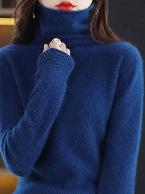 Women Casual Winter Solid Turtleneck Sweater