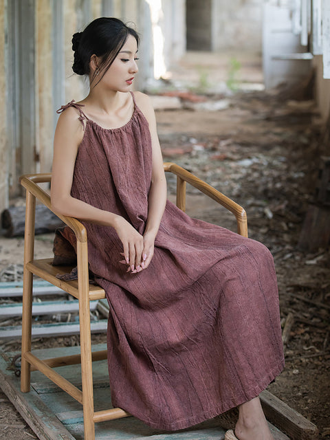 Vestido tipo chaleco holgado liso vintage de verano para mujer de talla grande