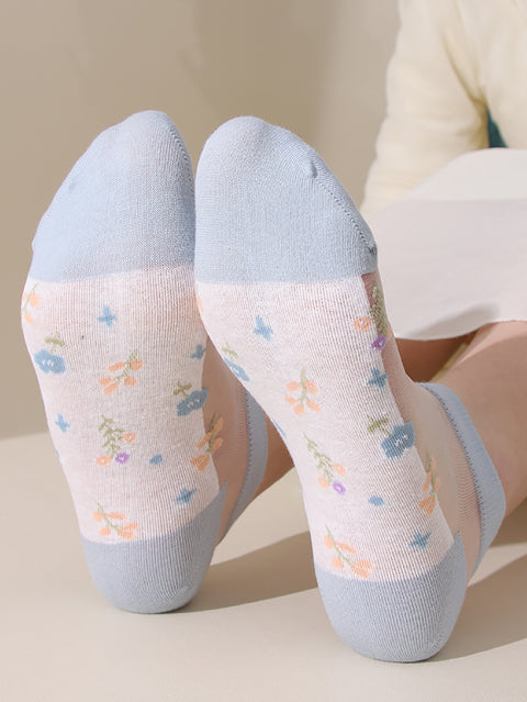 5 Pairs Women Summer Jacquard Thin Socks