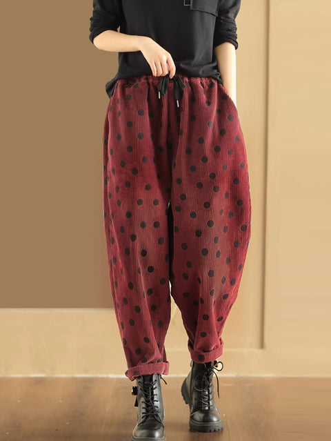 Pantalones Harem Croduroy de punto Vitnage de talla grande para mujer