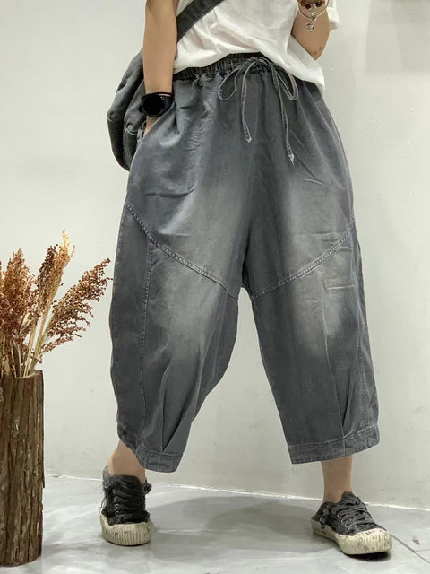 Women Summer Vintage Spliced Loose Harem Pants