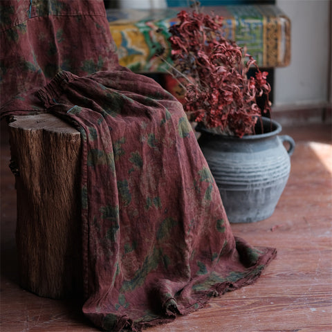 Chaleco de lino con borde sin rematar y flores vintage de verano para mujer