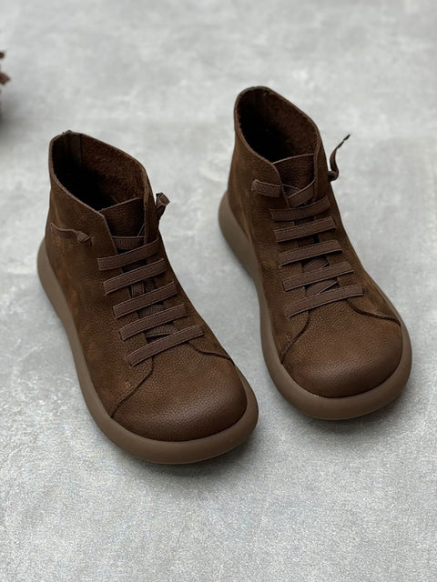 Women Stylish Genuine Leather Fleece-lined Boots