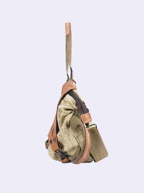 Bolso bandolera informal de lona y cuero para mujer