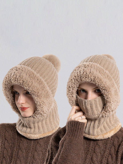 Bufanda y gorro de punto de felpa cálido para mujer para invierno