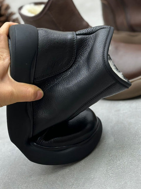 Botas planas de piel suave con forro polar para mujer para invierno