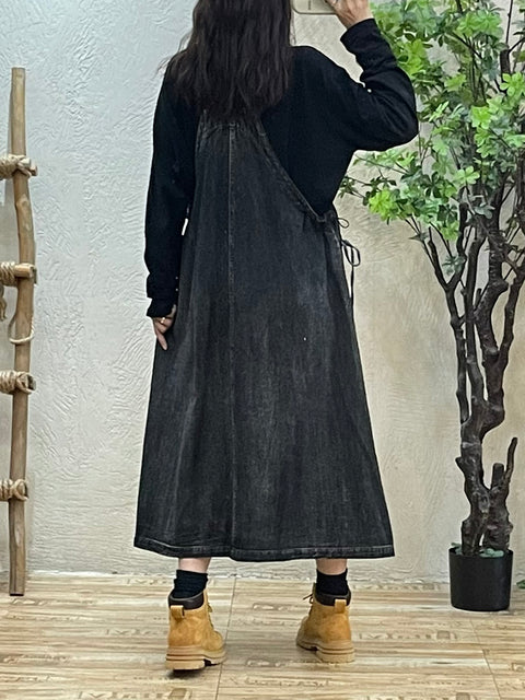 Vestido con capucha y mangas de murciélago liso de estilo artístico para mujer en invierno