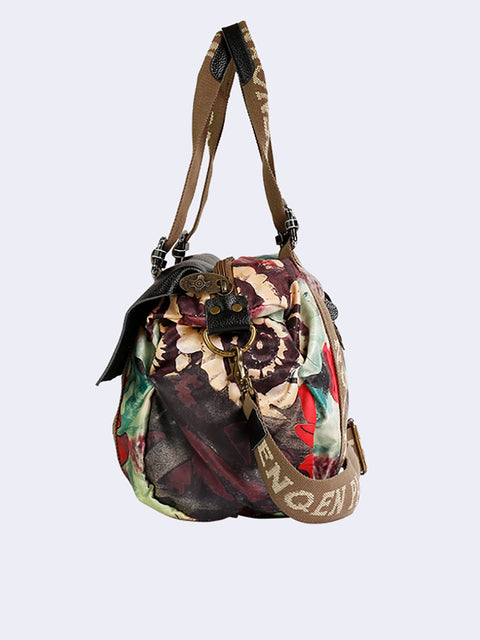 Bolso de hombro de gran capacidad con diseño de flores y bloques de colores para mujer