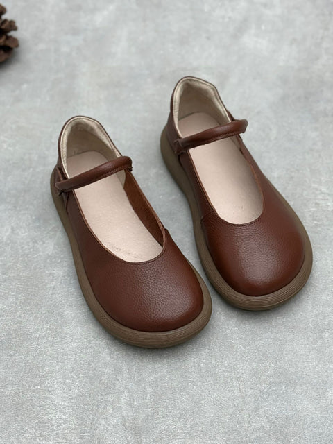 Women Vintage Genuine Leather Flat Shoes